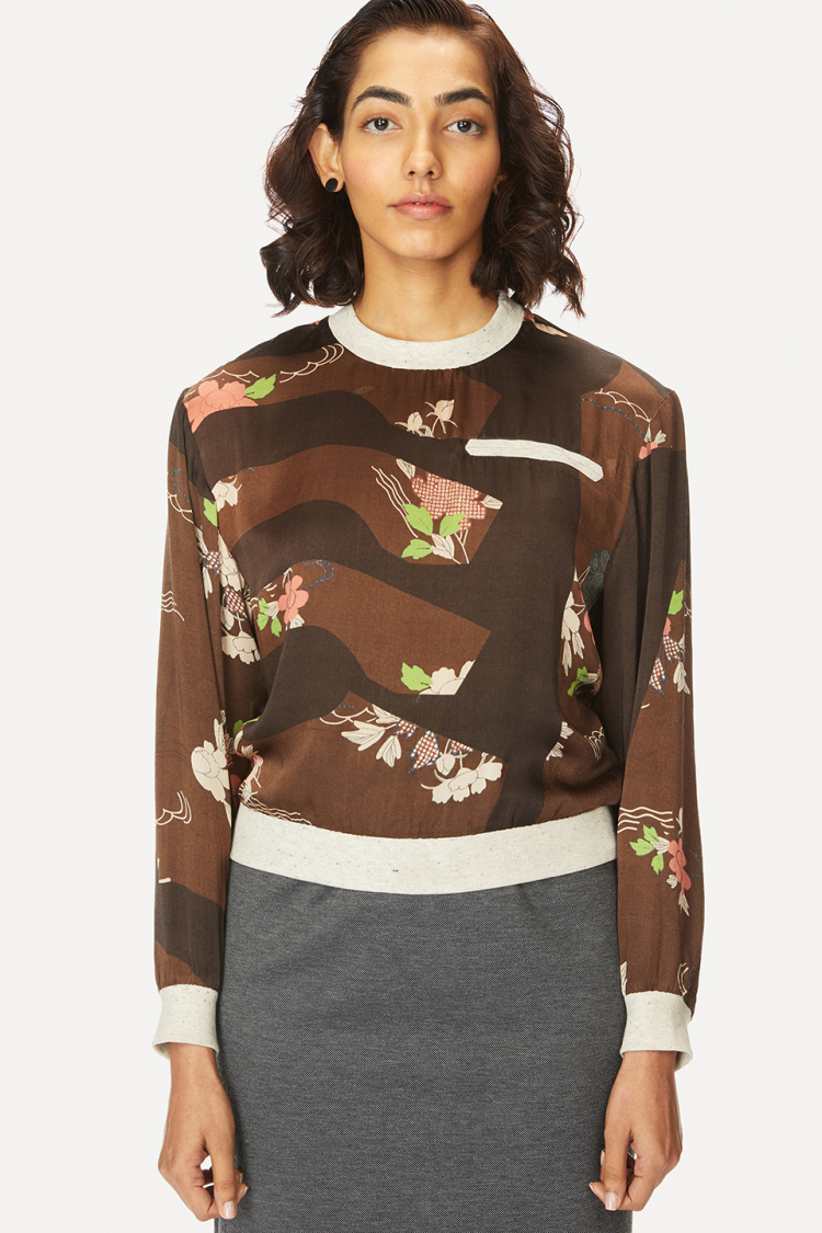 Woven Pullover Astractprint(brown) Shop Online bhaane